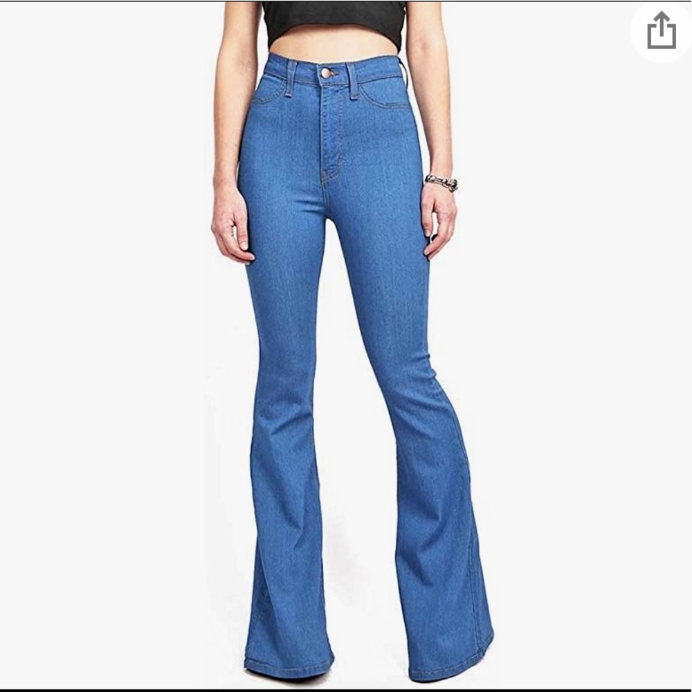 Bell Bottom High Waist Fitted Denim Jeans